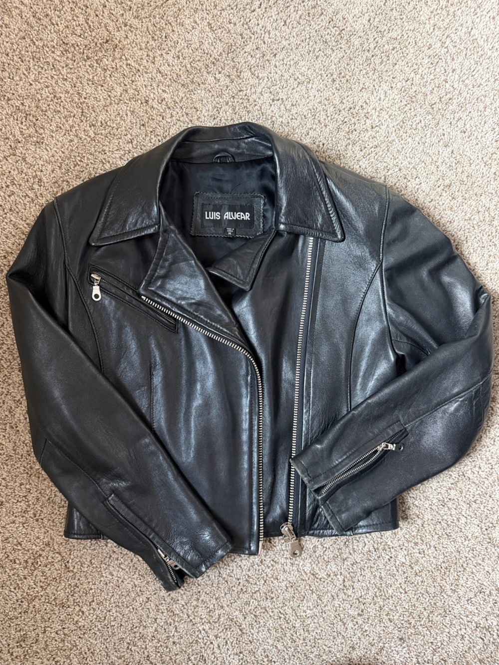 Black Leather Moto Jacket size M